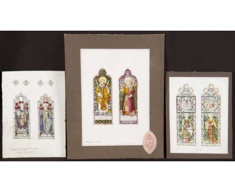 JOHN HARDMAN & CO. STUDIO. Five unframed, ink and watercolours on paper, stained glass window designs, one mounted, 1934, des