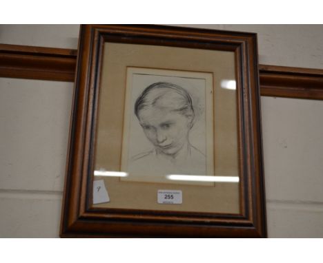 Sylvia Packard, Ipswich school, portrait study of a girl, signed to bottom right