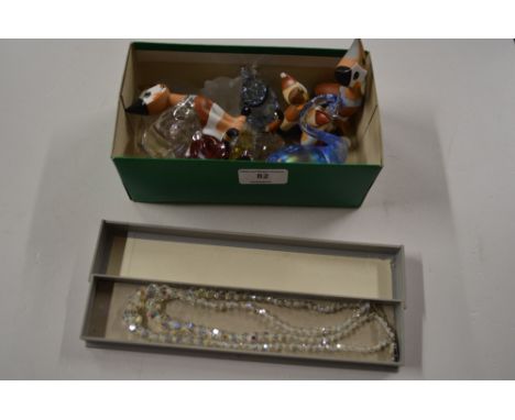 A collection of cat ornaments to include Goebel and a costume necklace
