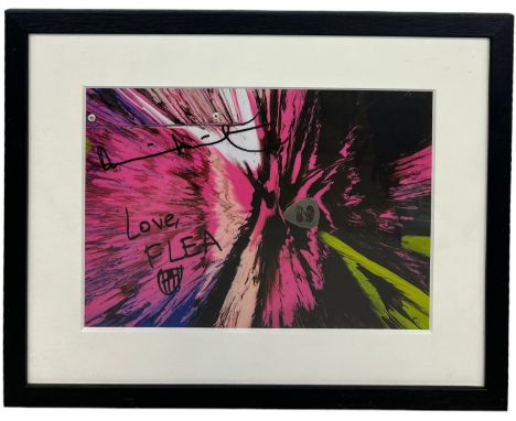 DAMIEN HIRST (B.1965) X FLEA FROM RED HOT CHILLI PEPPERS (B.1962): A PRINT SIGNED BY HIRST AND FLEA ALONG WITH A GUITAR PICK,