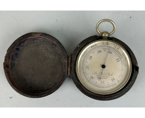 A SMITH BECK AND BECK POCKET BAROMETER IN ORIGINAL CASE, Case 6cm D 