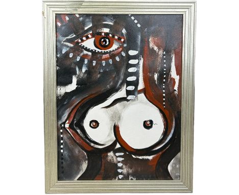 AFTER PABLO PICASSO: AN OIL AND ACRYLIC PAINTING ON CANVAS DEPICTING A WOMAN, Labelled to verso for artist Edurne Uribe, date