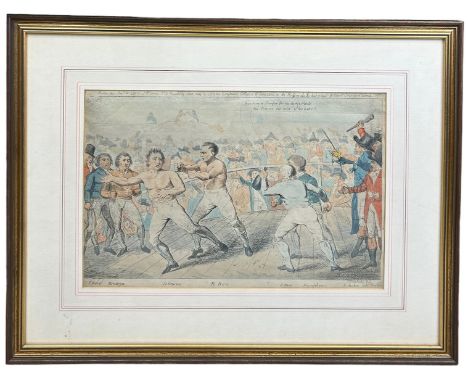 BOXING / PUGILIST INTEREST: ROBERT ISAAC CRUIKSHANK (1789-1856): A HAND COLOURED BOXING PRINT,Published London, 1791 by Samue