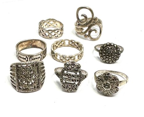 8 vintage silver rings 