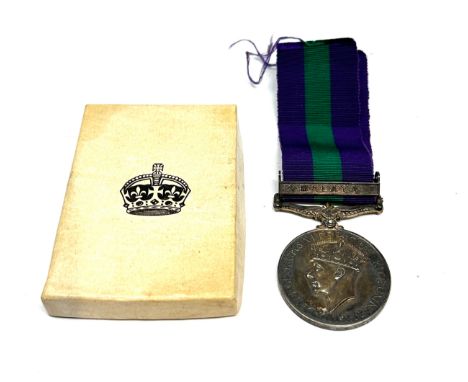 ww2 G.S.M Malaya clasp medal to signalman D.C.Gollop R.signals original boxed 