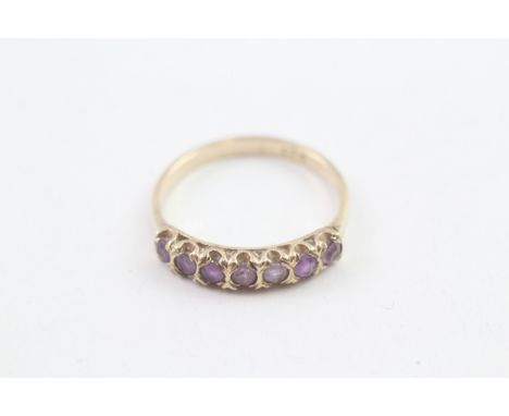 9ct gold vintage amethyst half eternity ring (2.2g) 