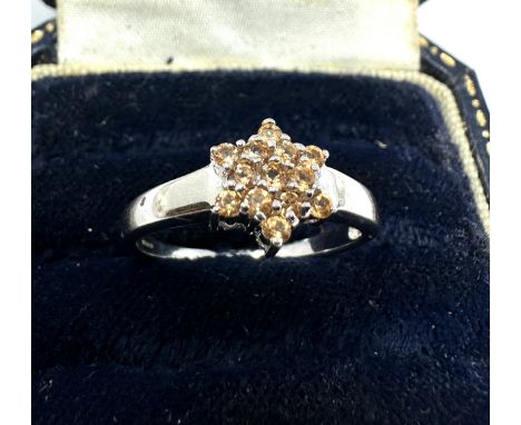 9ct white gold &amp; citrine ring weight 2.6g 