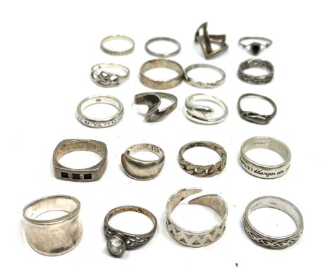 20 vintage silver rings weight 76g 