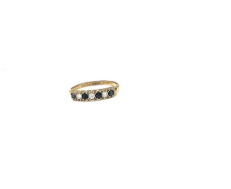 9ct gold sapphire &amp; cubic zirconia half eternity ring (1.3g)