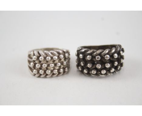 Two vintage silver keeper rings 