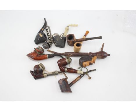 Estate Pipe Job Lot Inc Vintage Bulls Head Swiss Tyrolean Bruyere Man Face x 10 
