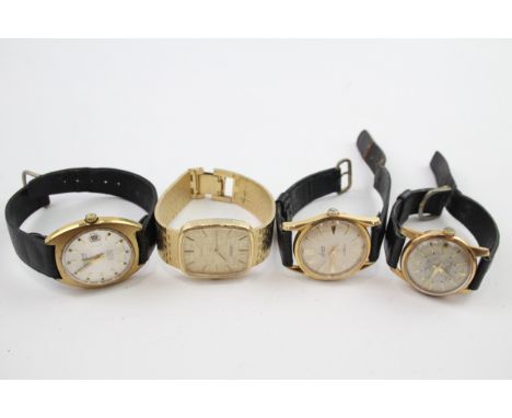 Mens Vintage Gold Tone Watches Hand-Wind Montine, Accurist Working x 4 