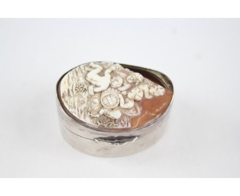 .925 sterling &amp; cameo snuff / trinket box 