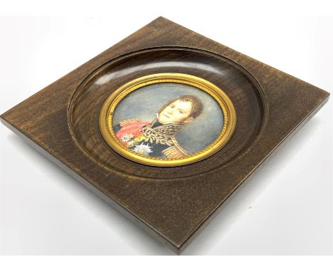 Lucienne Frison-Fabrice (French 1889-1960), Circular miniature head and shoulders portrait of a French official, signed, the 