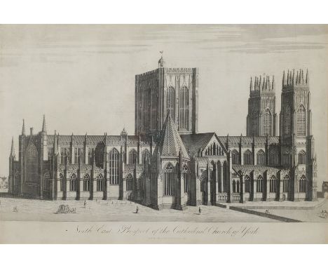 After John Buckler (British 1770-1851): York Minster, hand-coloured lithograph by R Reeve pub. 1807, 50cm x 66cm, together wi