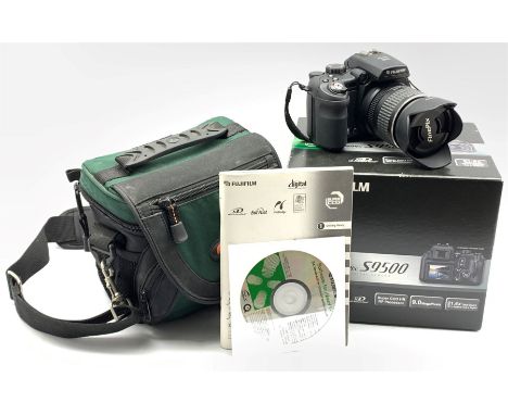 Fujifilm FinePix S9500 digital camera, boxed with owner's manual, untested and a Lowepro soft carry bag