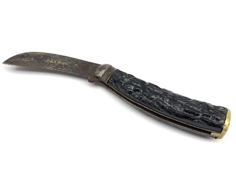 Saynor pruning knife by R Veitch &amp; Sons with stag horn handle L17cm overall
