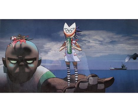 After Jamie Hewlett (British 1968-): 'Broken', Gorillaz limited edition lithograph No.1066/5000, COA verso 32cm x 58cm