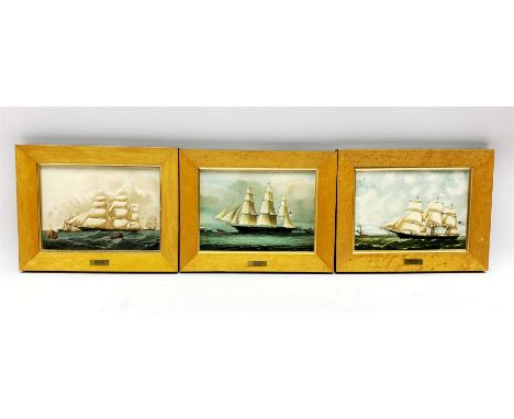 A series of three Wedgwood 'American Clipper Ship Plaques' to include Sea Witch, Hurricane and Golden West, each with leaflet