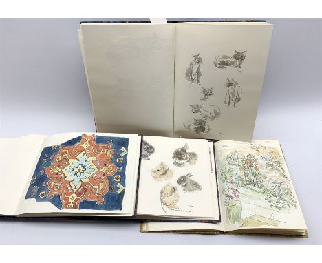 Jill Dickin - Four sketch books of her watercolours in various subjects including Nursery scenes, animals, still life etc