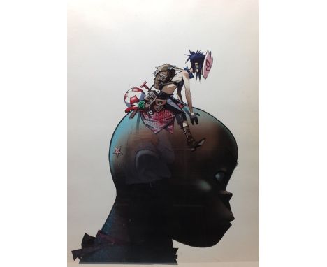 After Jamie Hewlett (British 1968-): 'Giant's Head', Gorillaz limited edition lithograph No.24/150, COA verso 94cm x 66cm