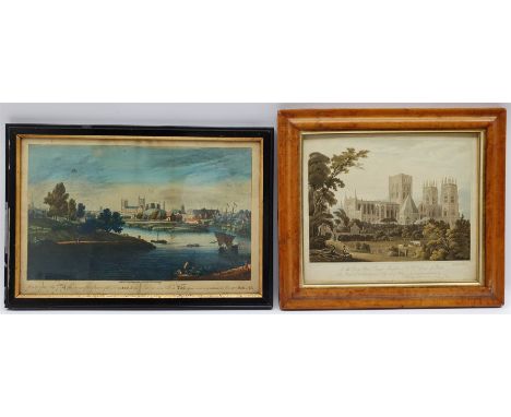 After Henry Cave (British 1779-1836): York Minster, hand-coloured lithograph by R Havell pub. 1819, 27cm x 32cm; After John B
