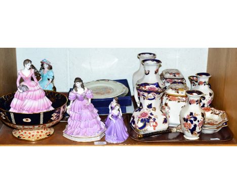 A quantity of Masons Mandalay china, Coalport figures, Royal Worcester plates etc 