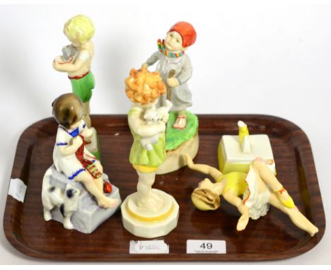 Five Royal Worcester figures 'Tuesday's Child Is Full Of Grace' 3534 (a.f.), 'Wednesday Knows Little Woe' 3521, 'Thursday;s C