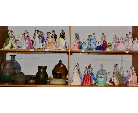 A collection of forty eight Royal Worcester and Coalport ladies (three shelves)