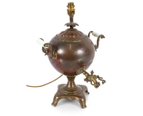 A table lamp converted from a 19th Century copper samovar, 39cm high&nbsp;