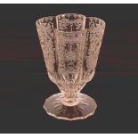 A Georgian period glass hunting cup of unusual form, with fine Baroque engraving, 14cm high, circa