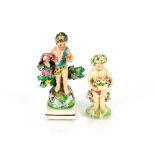 A blanc de china figure by Sampson & Hancock, study of a lady grape seller; a pearl ware figure of