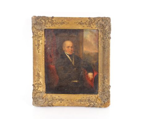 English school, circa 1810 portrait of a gentleman seated by a window, oil on canvas in original gilt frame, 30cm x 25cm&nbsp