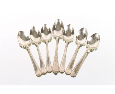 Six silver coffee spoons, Birmingham 1921; a single silver teaspoon; a small silver pin cushion in the form of a pig; a Sheff