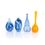 Andrew Sanders, blue Art Glass vase of baluster form, 17cm high; another similar and two other Art