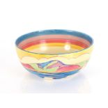 A Clarice Cliff "Gibraltar" pattern bowl, (restored) marks to base "Fantasque Bizzare Newport" circa