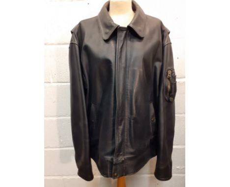 A Royal Navy Sea Harrier black leather flying jacket Type 89903 by Fighter Reconnaisance Strike Aviation Leathercraft Company