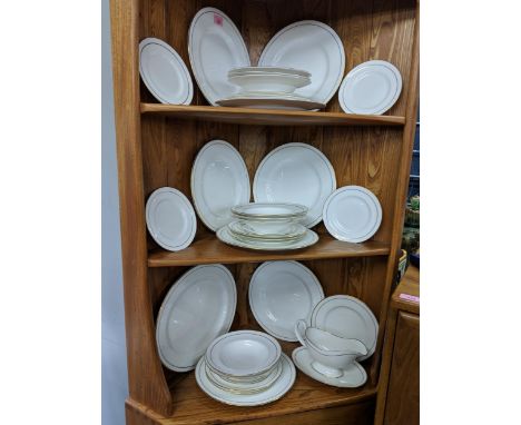 A Royal Worcester fine bone china Contessa pattern eight-piece dinner set comprising a meat platter, dinner plates, side plat