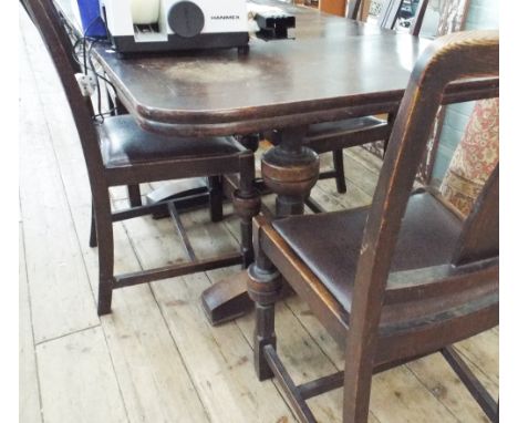 1950s oak draw leaf table with 4 chairs 