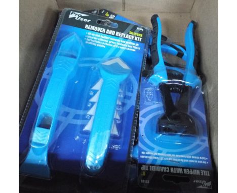 3 new assorted pliers and 3 new tile cutting tools