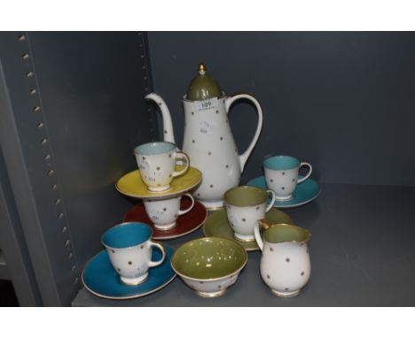 A modern Susie Cooper star pattern harlequin part tea set for five.