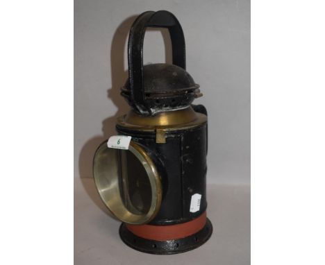 A 20th century carriage style or possibly railway related lamp dated 1974