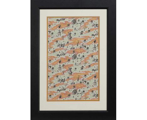 * GRAYSON PERRY RA (BRITISH b. 1960),FLO LIBERTY FABRICtextileimage size 49cm x 30cm, overall size 73cm x 53cm Mounted, frame