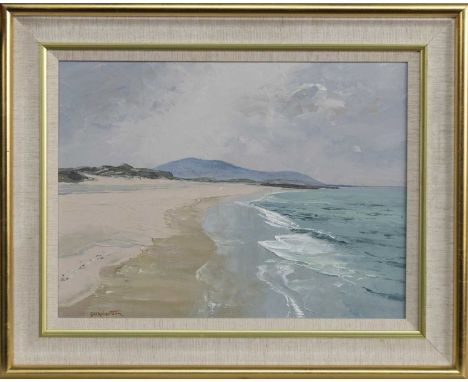* SHEILA MACLEOD ROBERTSON RSMA (BRITISH 1927 - 2020),WEST COAST, BARRA, HEBRIDESoil on board, signed, titled label versoimag