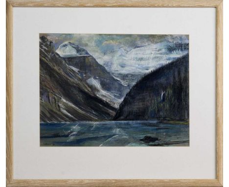 * WILLIAM COLLIE MILNE CADENHEAD (SCOTTISH 1934 - 2005),VICTORIA GLACIER, LAKE LOUISE, ALBERTA pastel on paper, signed and da