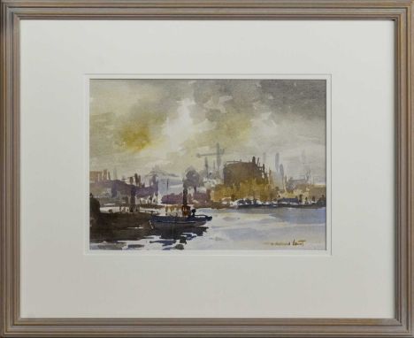 * WILLIAM NORMAN GAUNT (BRITISH 1918 - 2001),BOATS ON THE CLYDEwatercolour on paper, signedimage size 34cm x 47cm, overall si