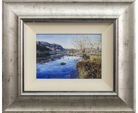 * SIMON D WHITFIELD,MORNING LIGHT, RYDAL WATERoil on board, signed, titled and dated 2007 label versoimage size 15cm x 22cm, 