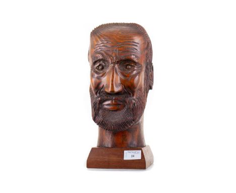R CAMPBELL,THE BEARDED MANwood sculpture, signed on the base 35cm high