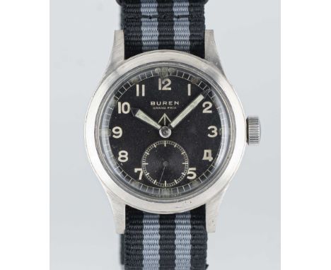 A GENTLEMAN'S BRITISH MILITARY BUREN GRAND PRIX W.W.W. WRIST WATCHCIRCA 1945, PART OF THE "DIRTY DOZEN"Movement: 15J, manual 