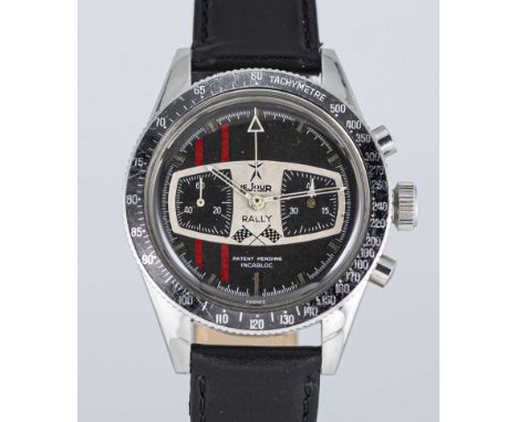 A GENTLEMAN'S STAINLESS STEEL LEJOUR RALLY CHRONOGRAPH WRIST WATCHCIRCA 1969Movement: 17J, manual wind, Valjoux cal. 7730, si